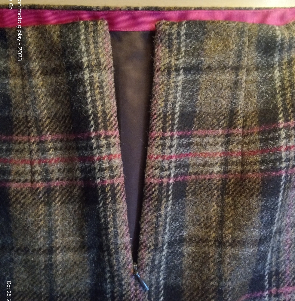 Boden Plaid Wool Midi Skirt Brown Size Medium 10 - Picture 6 of 9